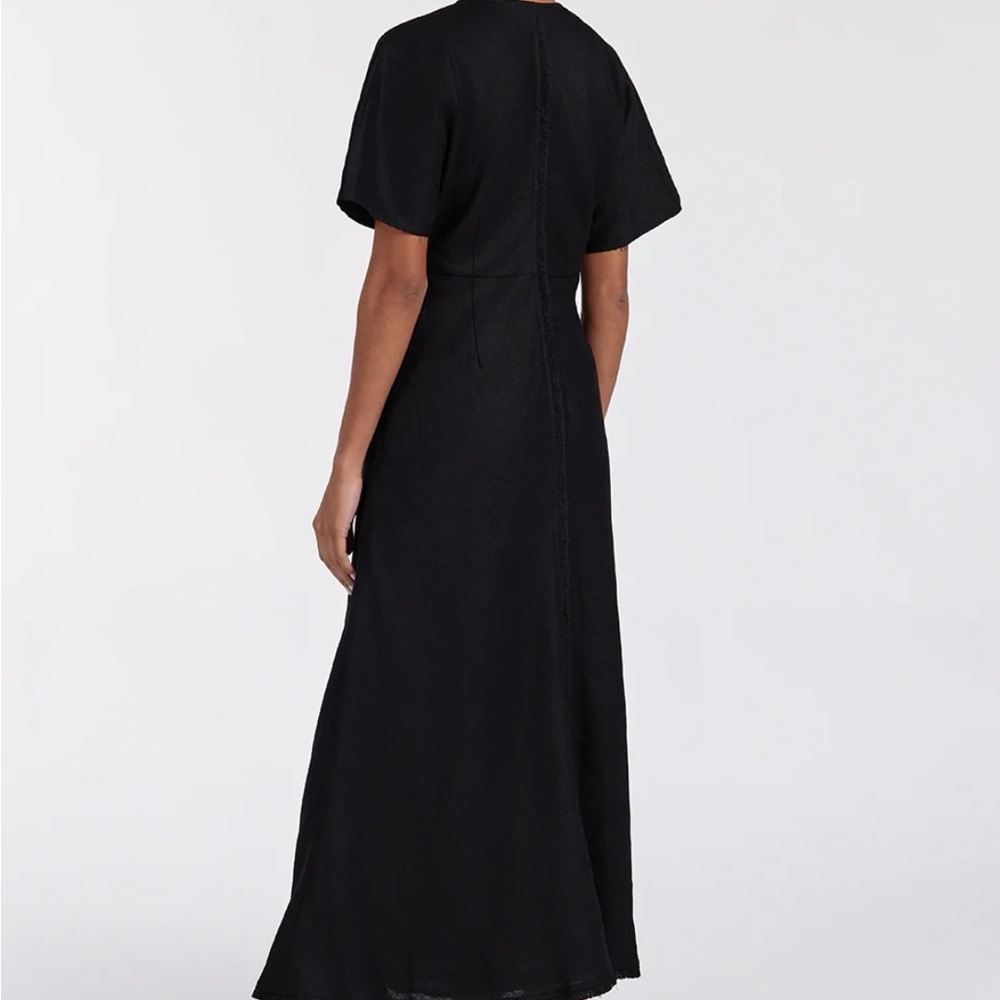 DISSH Linen fringing Black Midi Dress - Picture 3 of 7